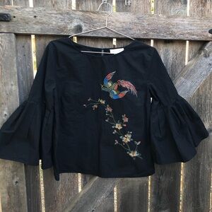 Ruffle Sleeves Embroidered Jealous Tomato blouse